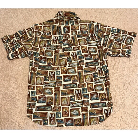 Straight Down Clothing Size Large Fishing Multi Color Button Shirt USA Made - Picture 4 of 4